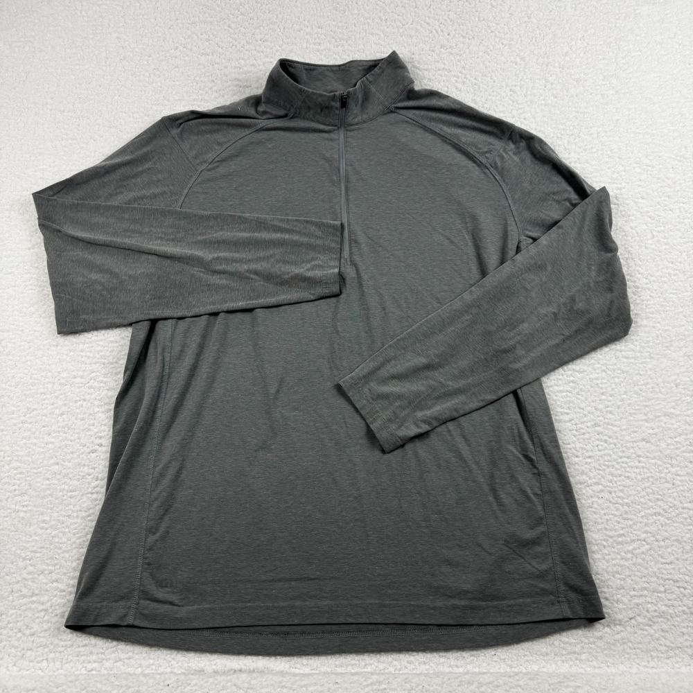 Travis Mathew Sweater Men 2XL Heather Gray Cotton Logo Raglan Sleeve Quarter Zip